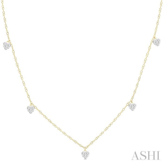 ASHI Heart Shape Lovebright Diamond Station Necklace 977SUPPFGNKYG-HT
