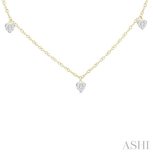ASHI Heart Shape Lovebright Diamond Station Necklace 977SUPPFGNKYG-HT