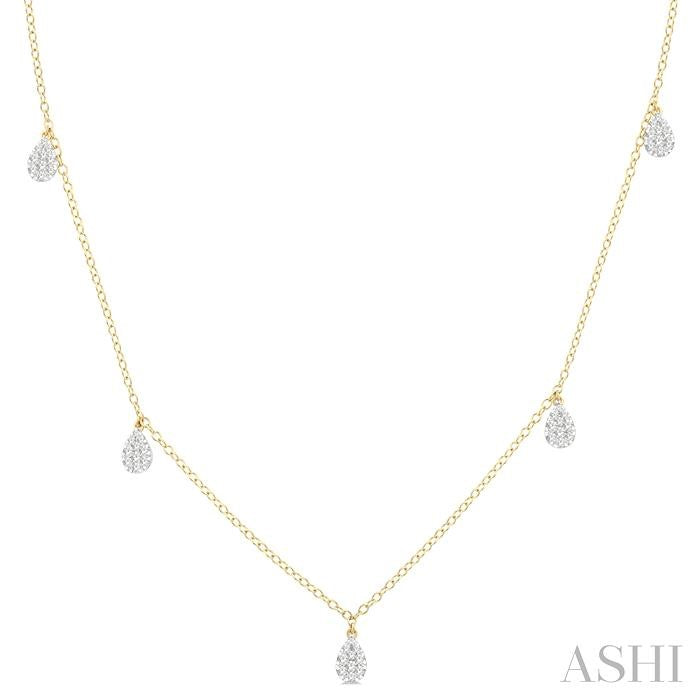 ASHI Pear Shape Lovebright Diamond Station Necklace 977SUPPFGNKYG-PR