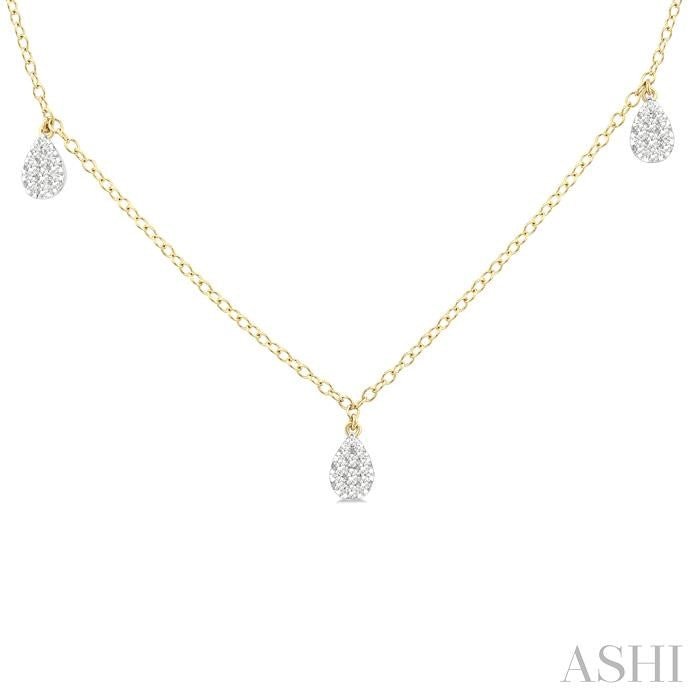 ASHI Pear Shape Lovebright Diamond Station Necklace 977SUPPFGNKYG-PR