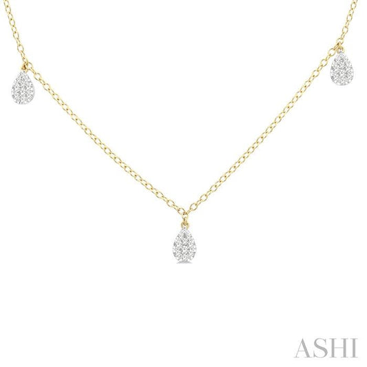 ASHI Pear Shape Lovebright Diamond Station Necklace 977SUPPFGNKYG-PR