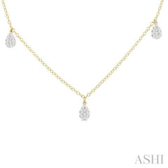 ASHI Pear Shape Lovebright Diamond Station Necklace 977SUPPFGNKYG-PR
