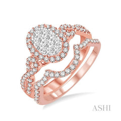 ASHI Oval Shape Halo Lovebright Diamond Wedding Set 13122PPFHPW-WS
