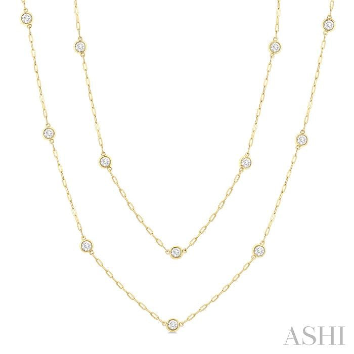 ASHI Bezel Set Diamond Station Necklace 978S2PPFGNKYG