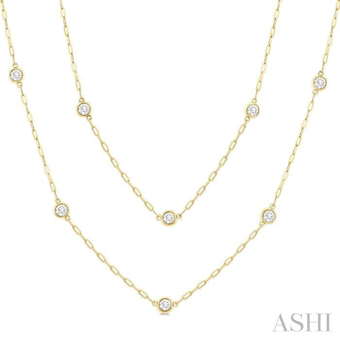 ASHI Bezel Set Diamond Station Necklace 978S2PPFGNKYG