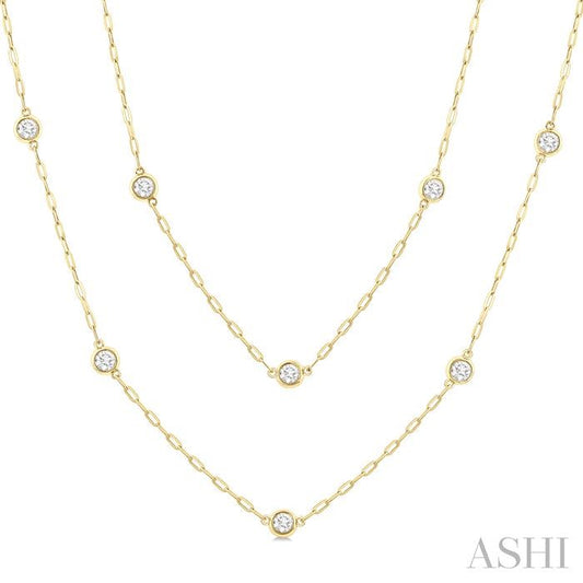 ASHI Bezel Set Diamond Station Necklace 978S2PPFGNKYG