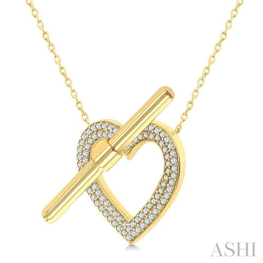 ASHI Heart Toggle Diamond Fashion Necklace 979YQPPTGNKYG-HT