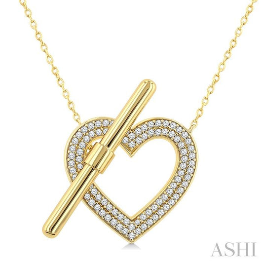 ASHI Heart Toggle Diamond Fashion Necklace 979YQPPTGNKYG-HT