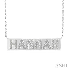 ASHI Block 'HANNAH' Diamond Nameplate Necklace 979ZQPPTSNKWG