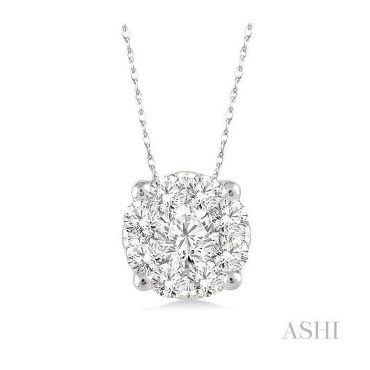 ASHI Round Shape Lovebright Essential Diamond Solitaire Pendant 91758PPFGPDWG