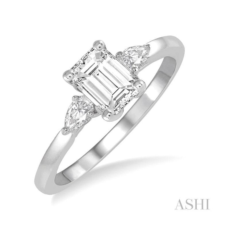 ASHI Emerald Shape Diamond Engagement Ring 255L2PPFHWG-LE-OC