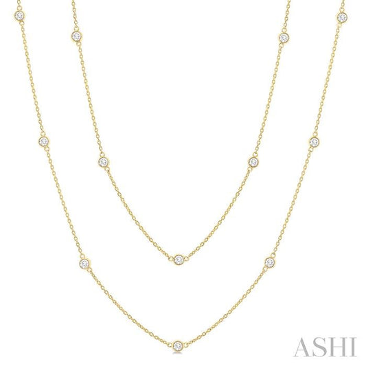 ASHI Bezel Set Diamond Station Long Necklace 980S1PPFGNKYG