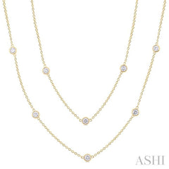 ASHI Bezel Set Diamond Station Long Necklace 980S2PPFGNKYG