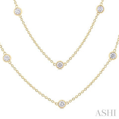 ASHI Bezel Set Diamond Station Long Necklace 980S2PPFGNKYG