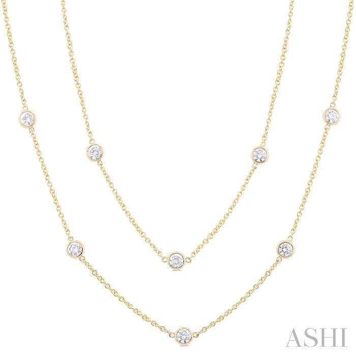 ASHI Bezel Set Diamond Station Long Necklace 980S3PPFGNKYG