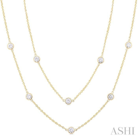 ASHI Bezel Set Diamond Station Long Necklace 980S3PPFGNKYG