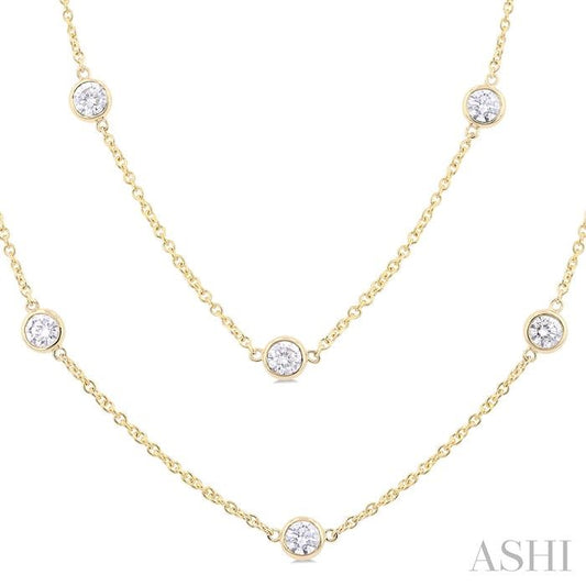 ASHI Bezel Set Diamond Station Long Necklace 980S3PPFGNKYG