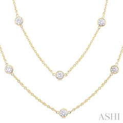 ASHI Bezel Set Diamond Station Long Necklace 980S3PPFGNKYG