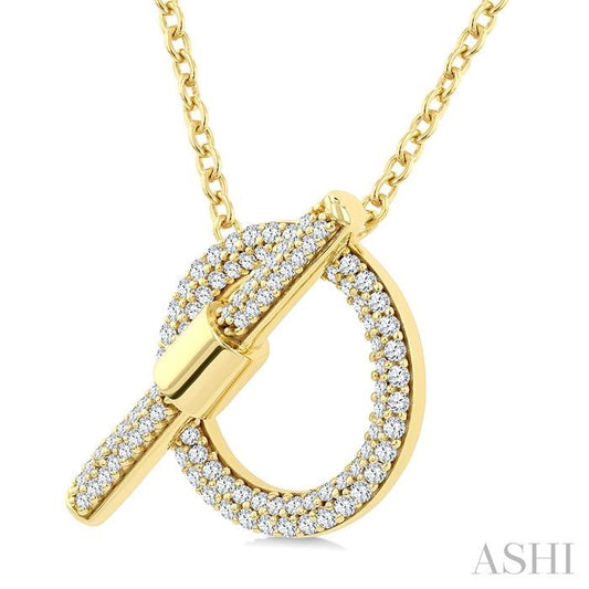ASHI Circle Toggle Diamond Fashion Necklace 980YHPPFGNKYG