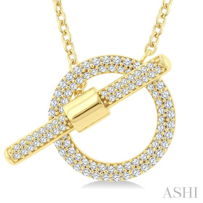 ASHI Circle Toggle Diamond Fashion Necklace 980YHPPFGNKYG