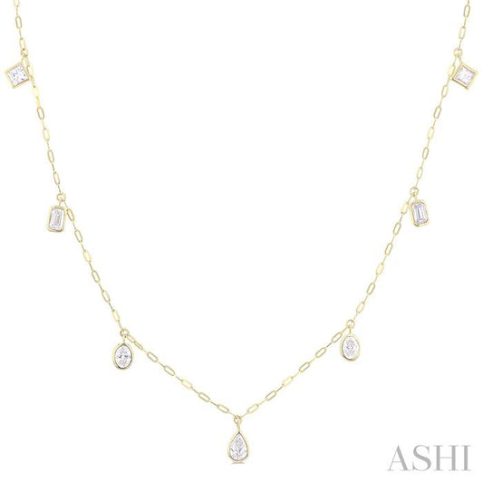 ASHI Mixed Shape Bezel Set Diamond Station Necklace 982S1PPFGNKYG