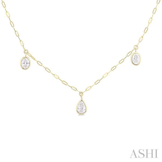 ASHI Mixed Shape Bezel Set Diamond Station Necklace 982S1PPFGNKYG