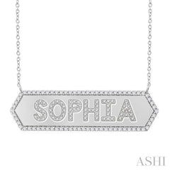 ASHI Block 'SOPHIA' Diamond Nameplate Necklace 982ZHPPTSNKWG