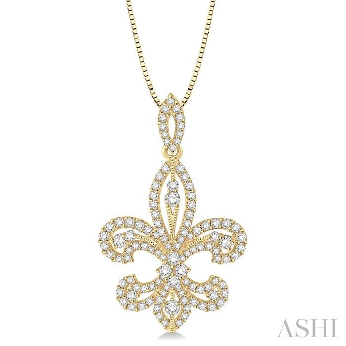 ASHI Fleur De Lis Diamond Pendant 98361PPFGPDYG