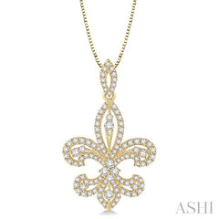 ASHI Fleur De Lis Diamond Pendant 98361PPFGPDYG