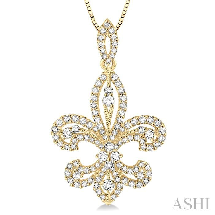 ASHI Fleur De Lis Diamond Pendant 98361PPFGPDYG