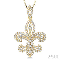 ASHI Fleur De Lis Diamond Pendant 98361PPFGPDYG