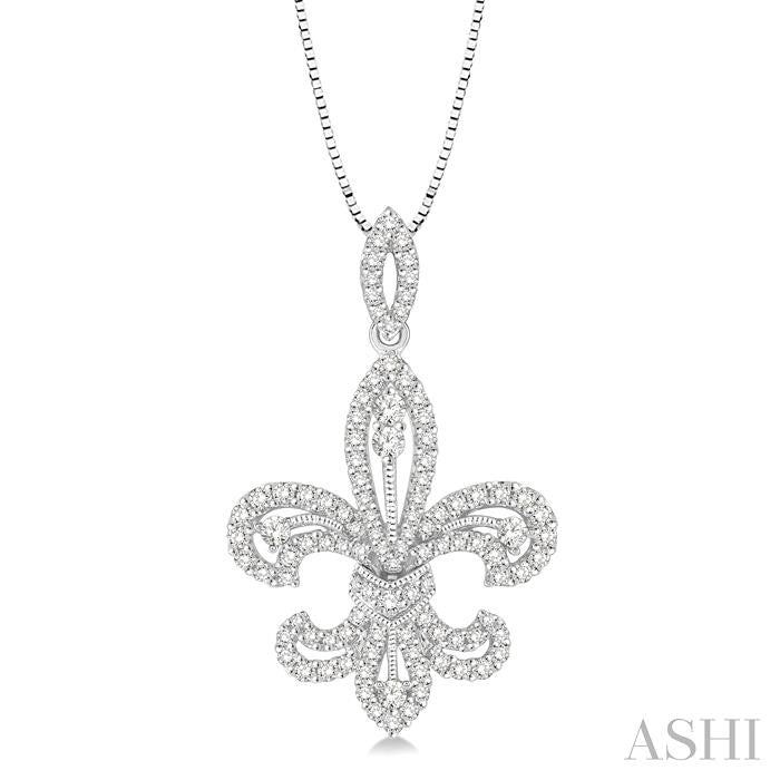 ASHI Fleur De Lis Diamond Pendant 98372PPFHPDWG