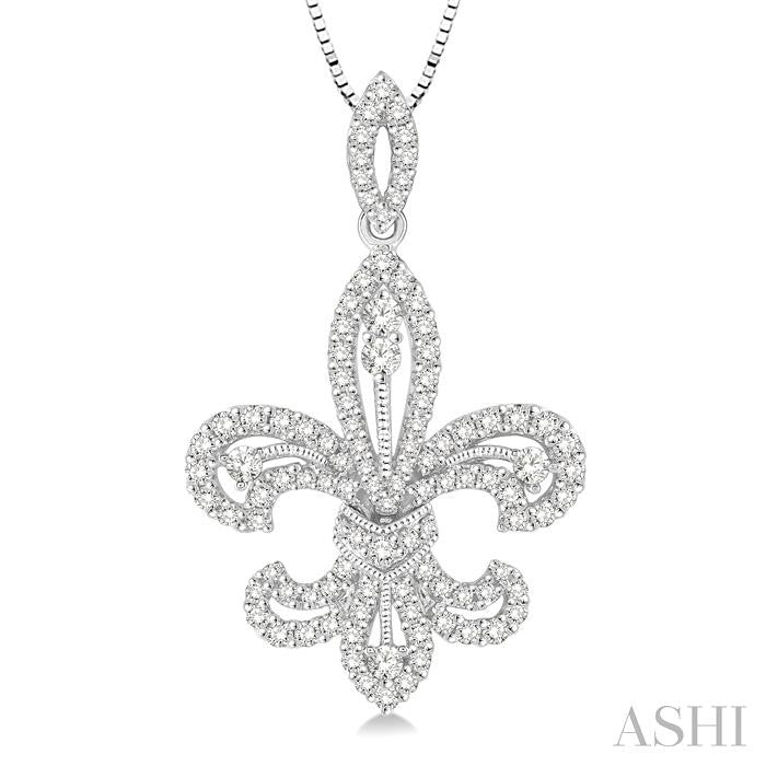 ASHI Fleur De Lis Diamond Pendant 98372PPFHPDWG