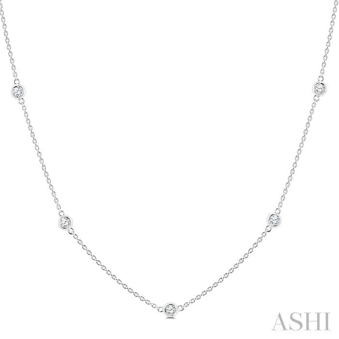 ASHI Bezel Set Diamond Station Necklace 983S1PPFGNKWG
