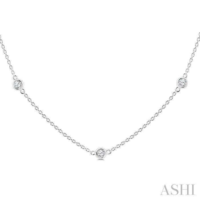ASHI Bezel Set Diamond Station Necklace 983S1PPFGNKWG