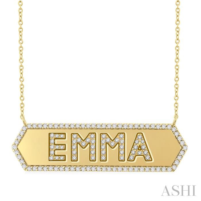 ASHI Block 'EMMA' Diamond Nameplate Necklace 983ZHPPTSNKYG