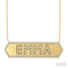ASHI Block 'EMMA' Diamond Nameplate Necklace 983ZHPPTSNKYG