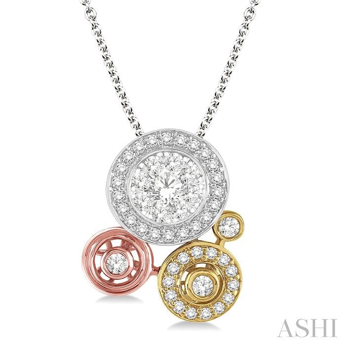 ASHI Round Shape Halo Lovebright Diamond Fashion Pendant 98413PPFGPD3T