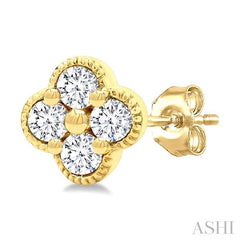 ASHI Clover Diamond Fashion Earrings 984S7PPFGERYG