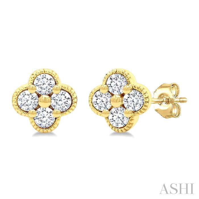 ASHI Clover Diamond Fashion Earrings 984S7PPFGERYG