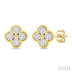 ASHI Clover Diamond Fashion Earrings 984S7PPFGERYG