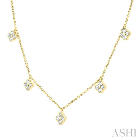 ASHI Clover Diamond Station Necklace 984SHPPFGNKYG