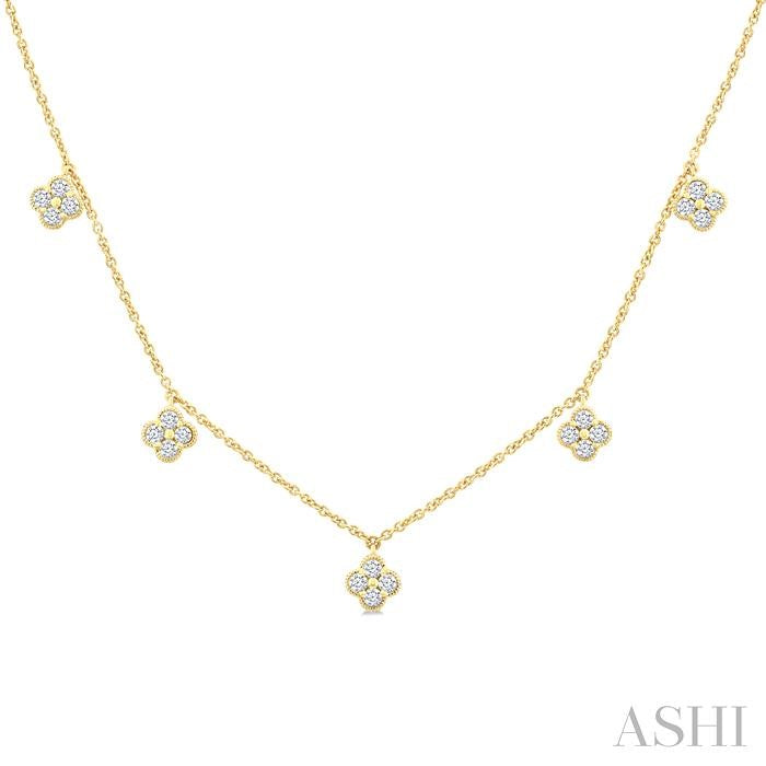 ASHI Clover Diamond Station Necklace 984SHPPFGNKYG