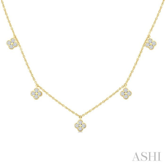 ASHI Clover Diamond Station Necklace 984SHPPFGNKYG