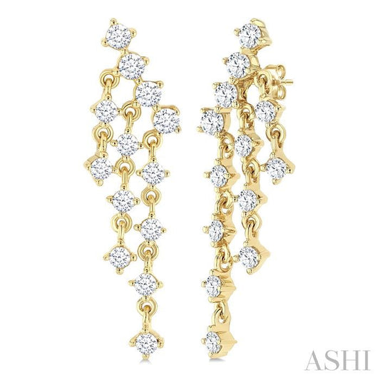 ASHI Round Shape Chandelier Diamond Earrings 984Y2PPFGERYG-RD