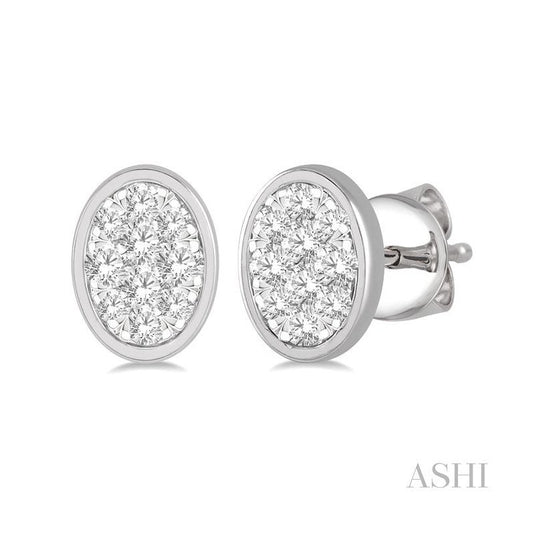 ASHI Oval Shape Lovebright Essential Diamond Stud Earrings 918B5PPFHERWG