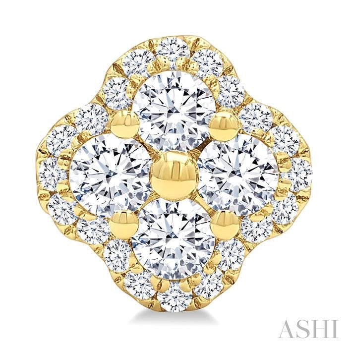 ASHI Clover Diamond Fashion Earrings 985S3PPFGERYG