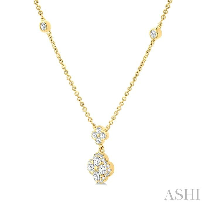 ASHI Clover Diamond Station Necklace 985SHPPFGNKYG