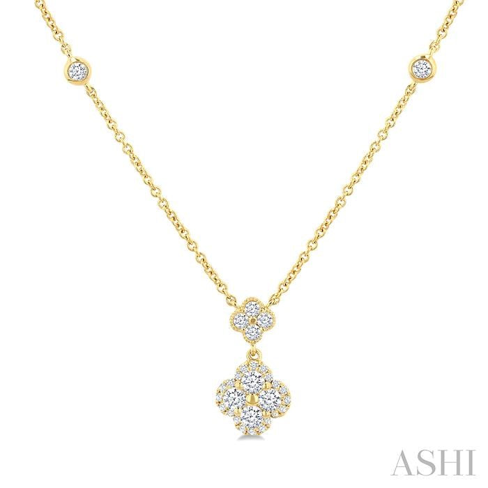 ASHI Clover Diamond Station Necklace 985SHPPFGNKYG