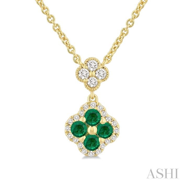 ASHI Clover Gemstone & Diamond Station Necklace 986SQPPFGNKEMYG